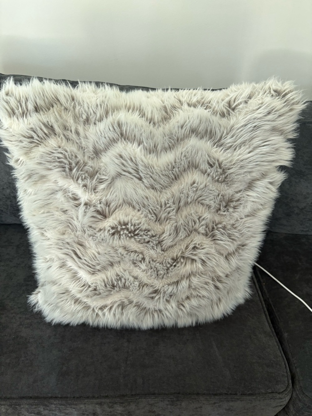 ARHAUS Faux Fur Decorative Pillow - Light Taupe euro size